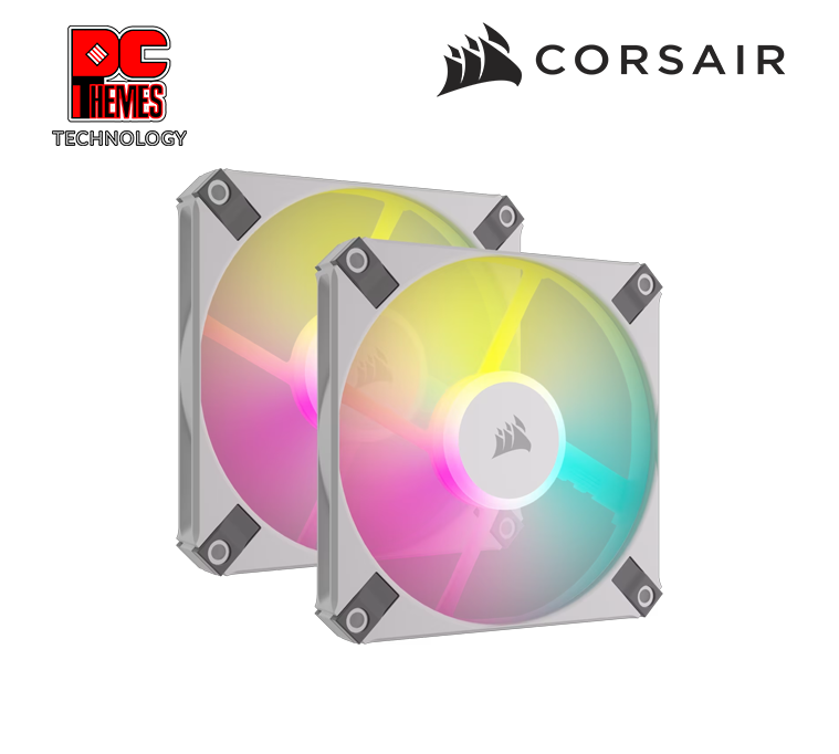 Corsair iCUE AF120 RGB SLIM 120mm PWM Fluid Dynamic Bearing Fan — White Twin Pack
