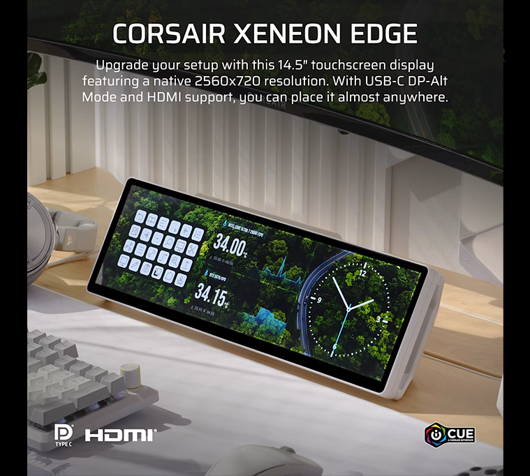 CORSAIR XENEON EDGE 14.5" LCD Touchscreen LCD Screen, White