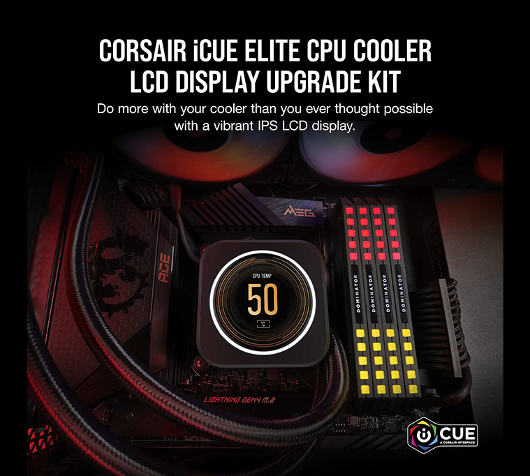 Corsair iCUE ELITE CPU Cooler LCD Display Upgrade Kit - Black For ELITE CAPELLIX LIQUID CPU COOLER