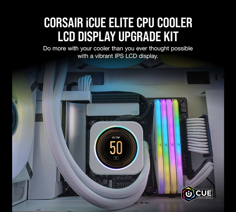 Corsair iCUE ELITE CPU Cooler LCD Display Upgrade Kit - WHITE - For ELITE CAPELLIX LIQUID CPU COOLER