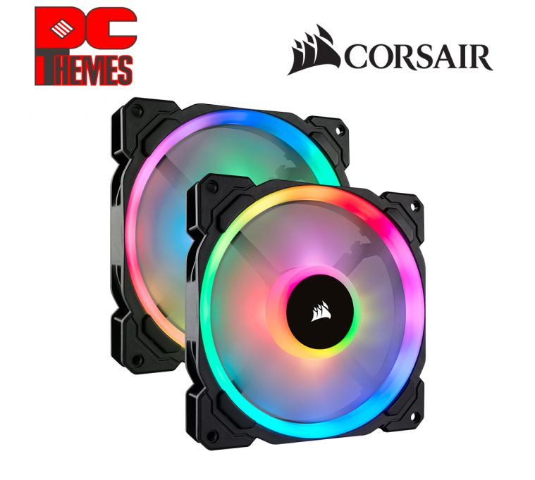 CORSAIR LL140 RGB 140mm Dual Light Loop Black RGB LED PWM Case Fan - 2 Fan Pack with Lighting Node PRO
