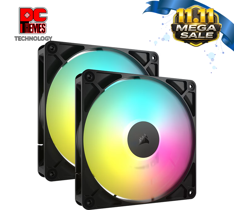 CORSAIR RS140 ARGB 140mm PWM Fan Dual Pack - Black