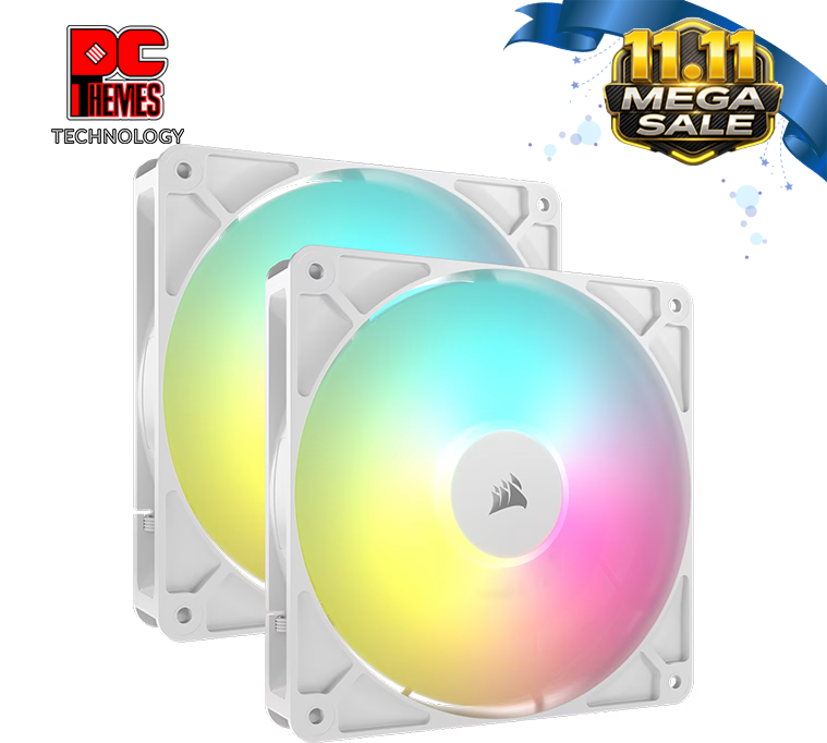 CORSAIR RS140 ARGB 140mm PWM Fan Dual Pack - White