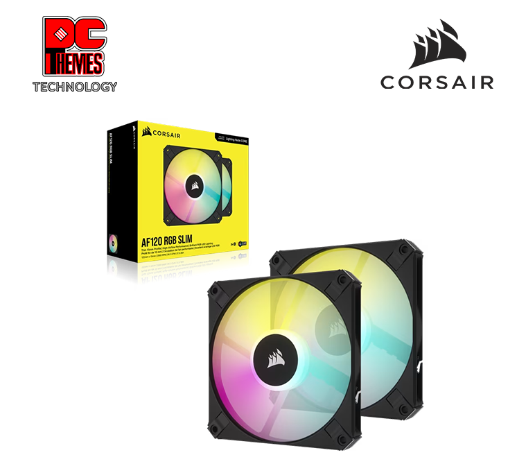 Corsair iCUE AF120 RGB SLIM, Fluid Dynamic RGB Fan, Black - Dual Pack