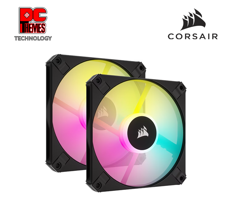 Corsair iCUE AF120 RGB SLIM, Fluid Dynamic RGB Fan, Black - Dual Pack