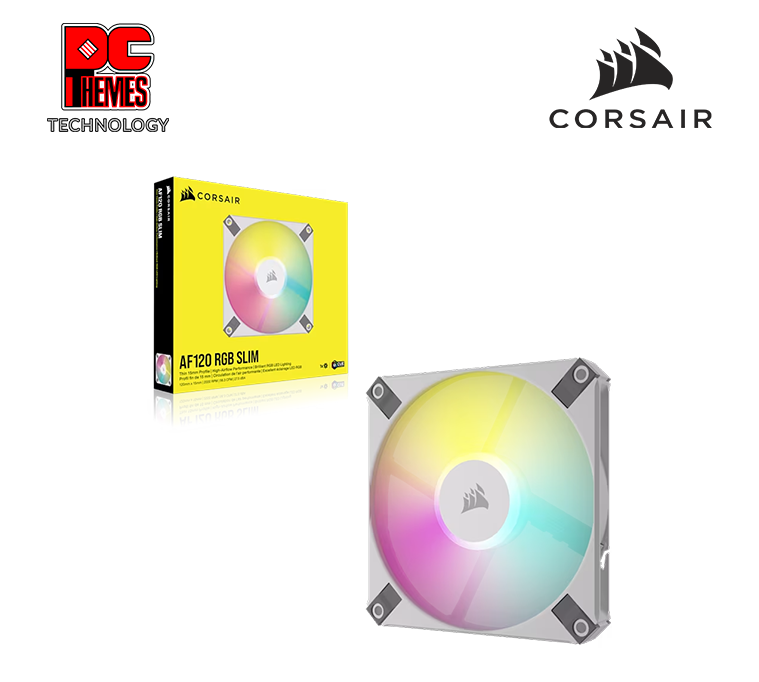 Corsair iCUE AF120 RGB SLIM, Fluid Dynamic RGB Fan, White - Single Pack