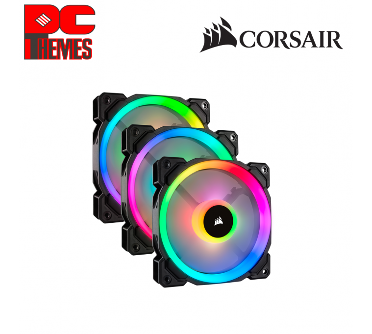 CORSAIR LL120 RGB 120mm Dual Light Loop Black RGB LED PWM Case Fan - 3 Fan Pack with Lighting Node PRO
