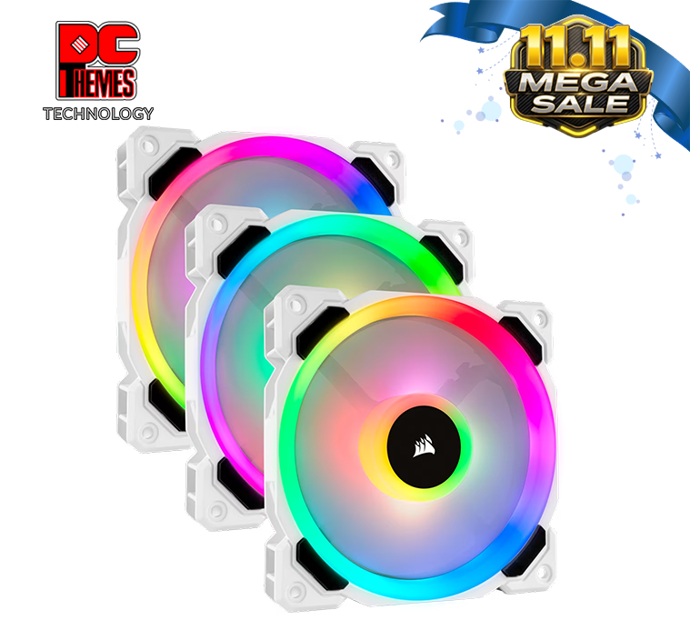Corsair LL120 RGB 120mm Dual Light Loop White RGB LED PWM Fan Triple Pack w/ Lighting Node PRO