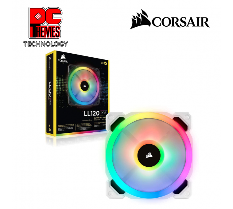 CORSAIR LL120 RGB 120mm Dual Light Loop White RGB LED PWM Case Fan - Single Pack