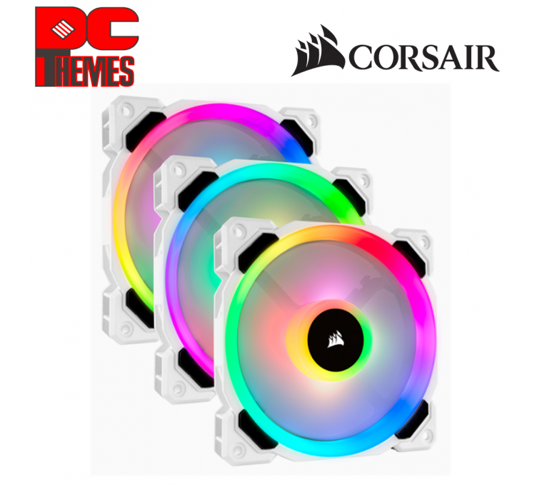 CORSAIR iCUE QL120 White RGB 120mm PWM Case Fan - Triple Fan Kit with Lighting Node CORE