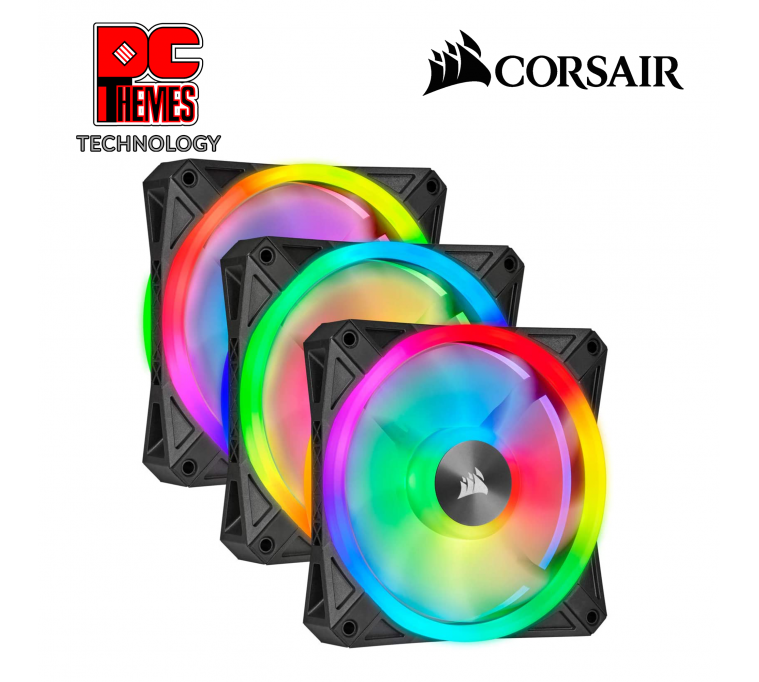 CORSAIR iCUE QL120 Black RGB 120mm PWM Case Fan - Triple Fan Kit with Lighting Node CORE