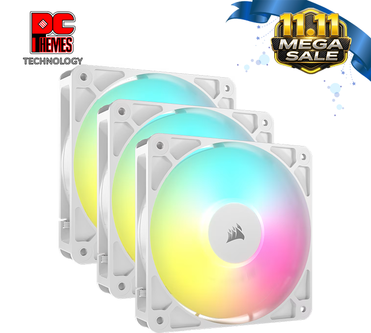 CORSAIR RS120 ARGB 120mm PWM Fan Triple Pack - White
