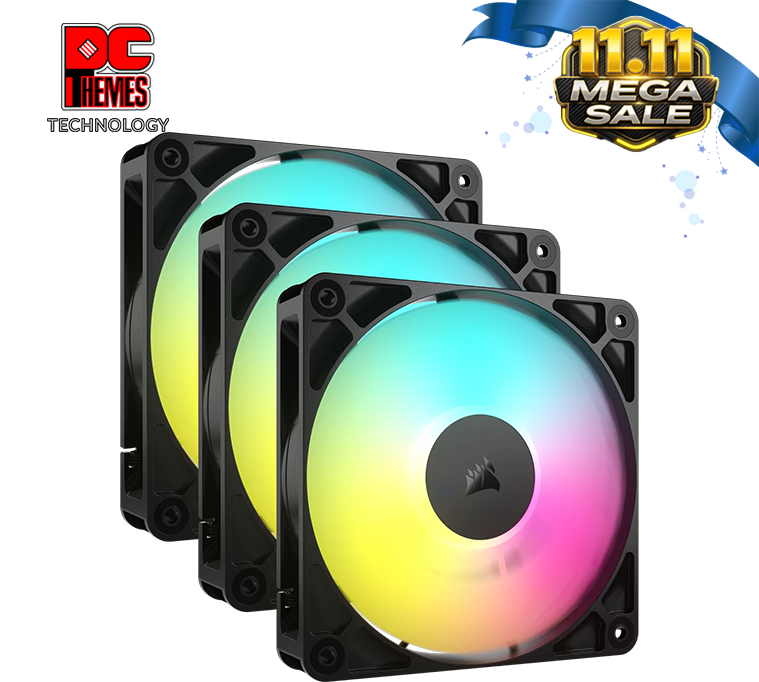 CORSAIR RS120 ARGB 120mm PWM Fan Triple Pack - Black