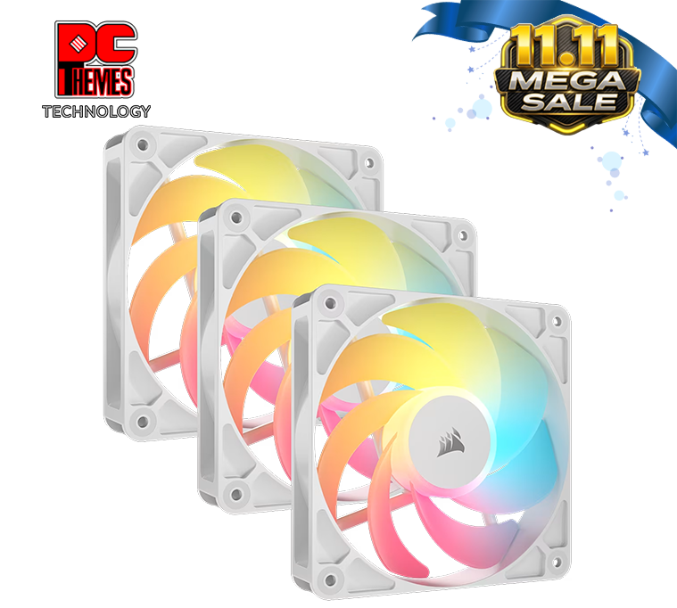 CORSAIR RS120-R ARGB 120mm PWM Reverse Fan Triple Pack, White
