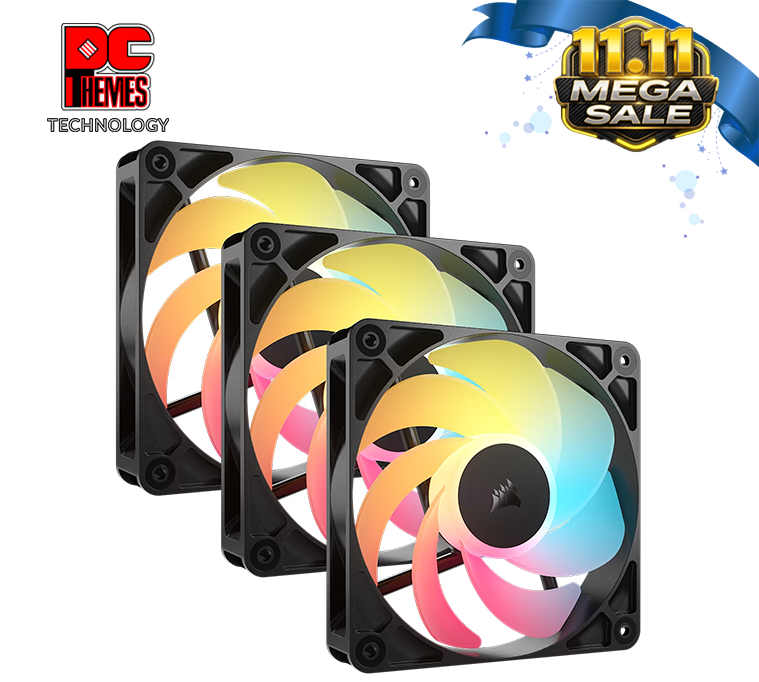 CORSAIR RS120-R ARGB 120mm PWM Reverse Fan Triple Pack, Black