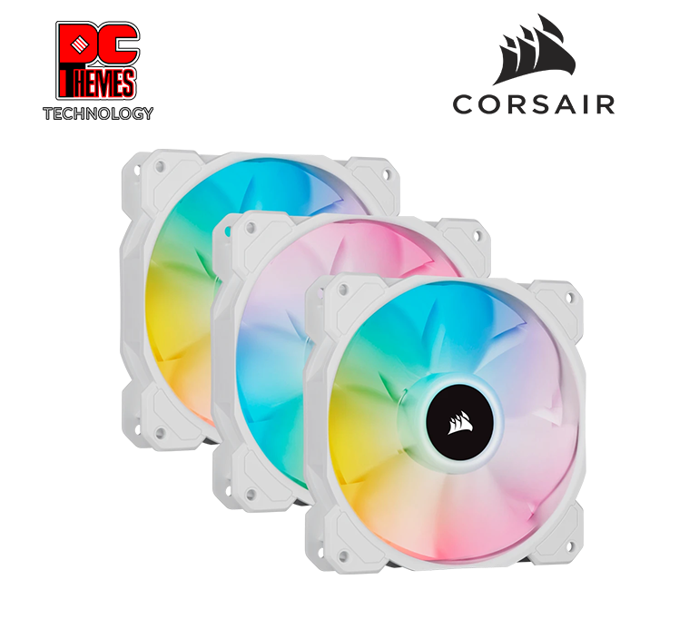 CORSAIR iCUE SP120 White RGB ELITE Performance 120mm PWM Case Fan - Triple Pack with Lighting Node CORE