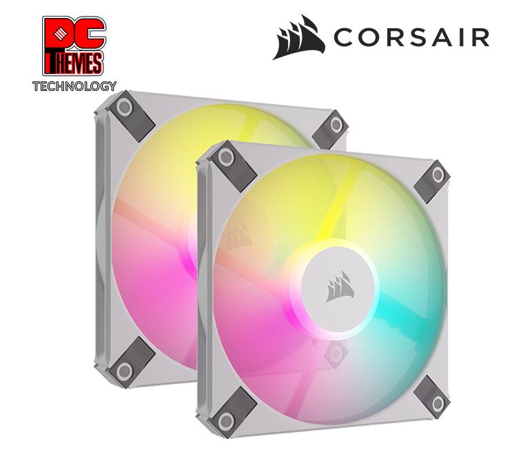 Corsair iCUE AF120 RGB SLIM, Fluid Dynamic RGB Fan, White - Dual Pack