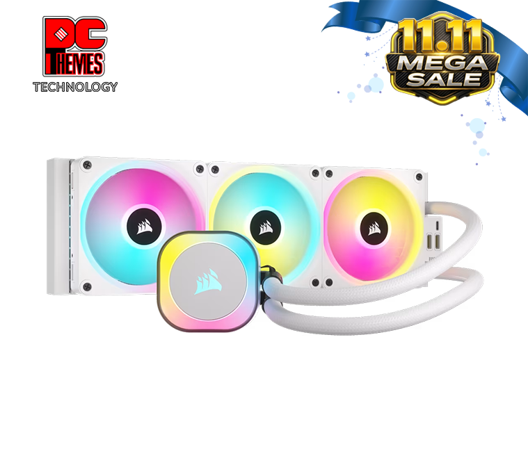 CORSAIR iCUE LINK H150i RGB White Liquid CPU Cooler - QX120 RGB Fans - 360mm Radiator