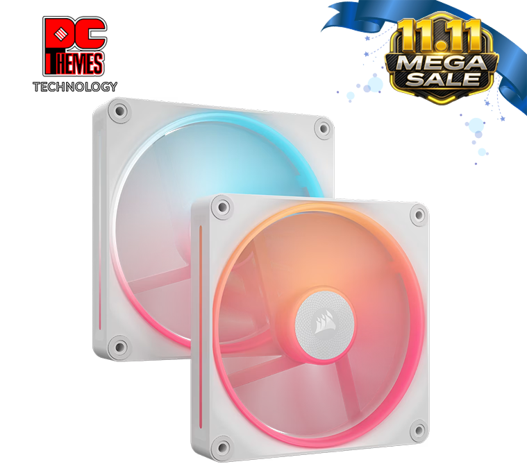 CORSAIR iCUE LINK LX140-R RGB 140mm PWM Reverse Fan Dual Pack - White