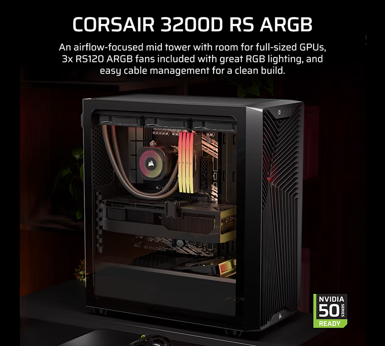 CORSAIR 3200D RS ARGB Mid-Tower PC Casing - Smoke