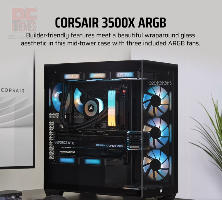 CORSAIR 3500X ARGB Mid-Tower PC Casing - Black