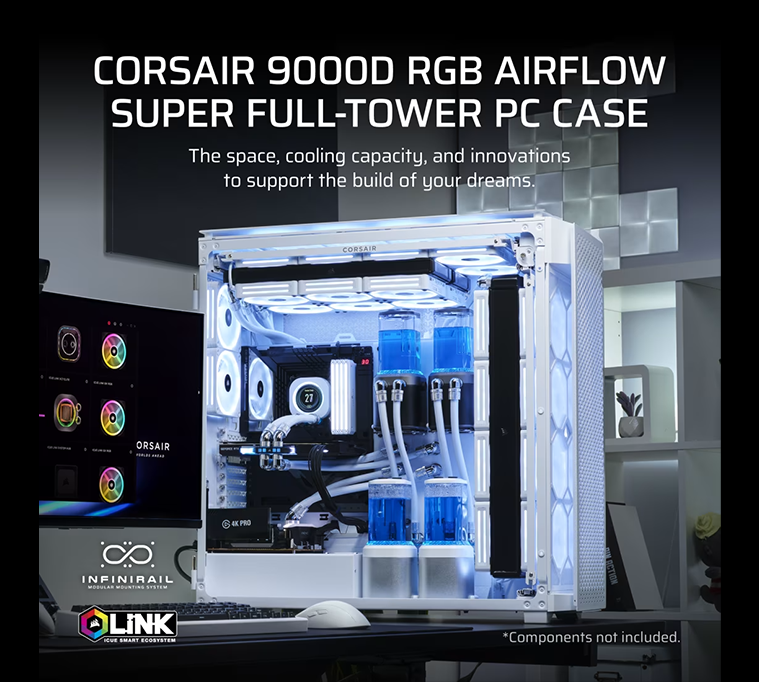 CORSAIR 9000D RGB AIRFLOW Super-Tower Case - White