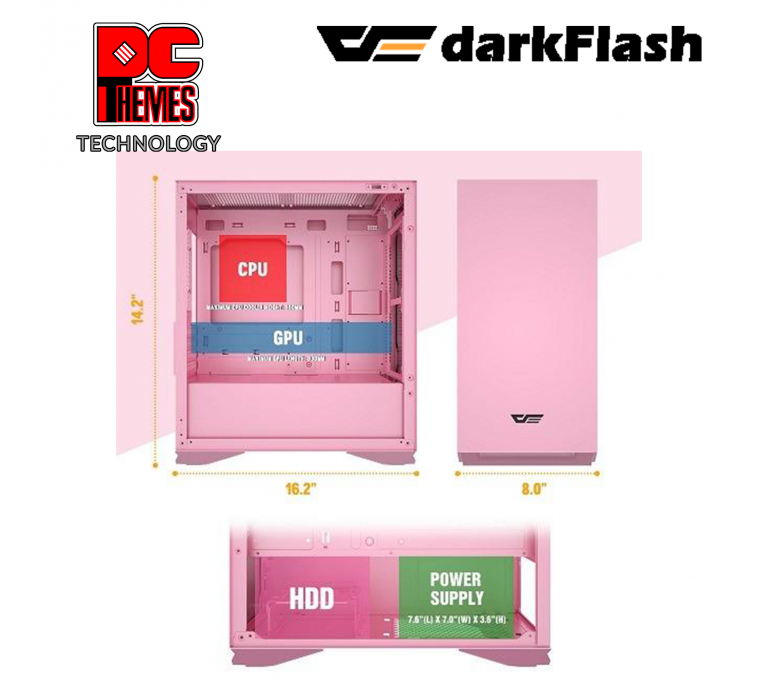 DARKFLASH DLM22 PINK TG Micro ATX / iTX Casing