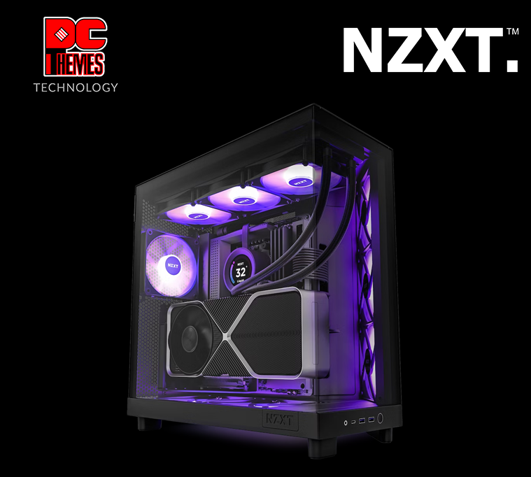 NZXT H6 Flow RGB Mid-Tower Airflow Case with 3 RGB Fans, Panoramic Glass  Panels, Cable Management - Black