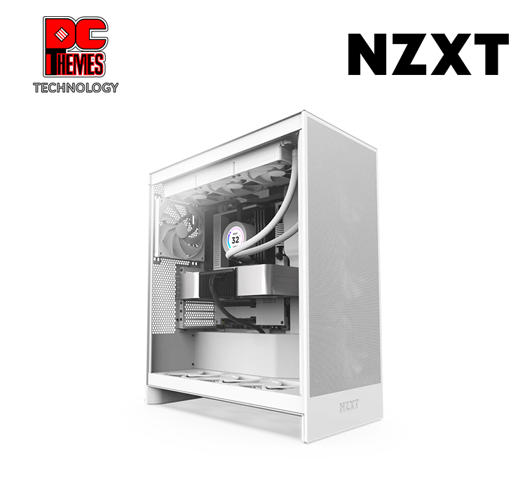 NZXT H7 Flow Tempered Glass Casing - White