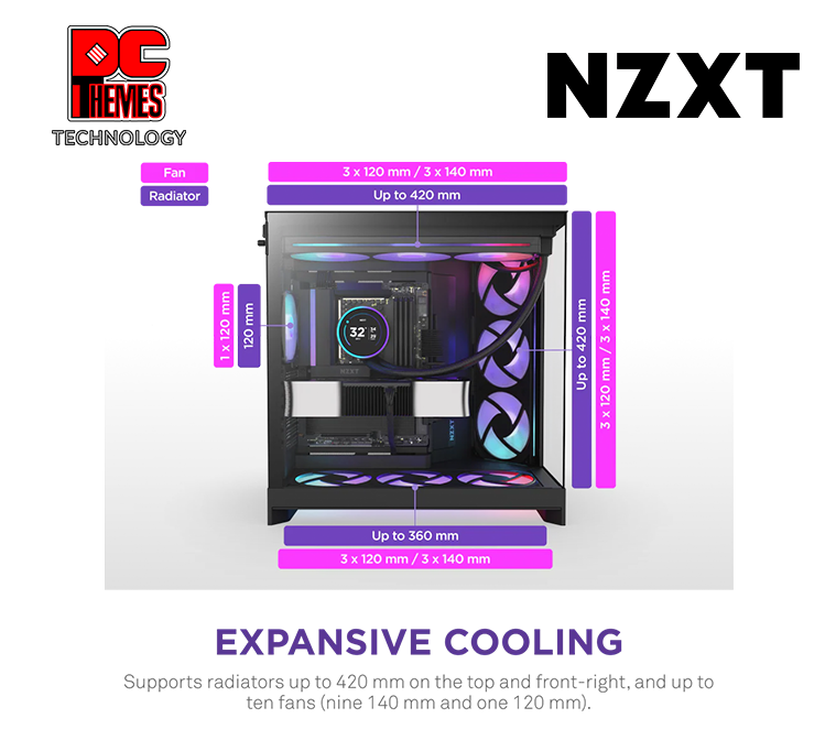 NZXT H9 Flow RGB Tempered Glass Casing - Black