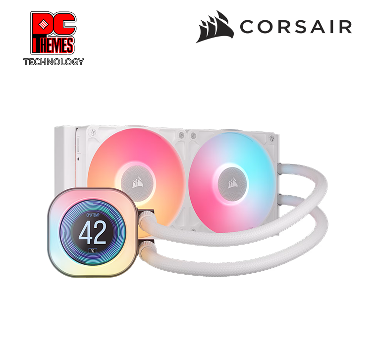 CORSAIR iCUE LINK TITAN 240 RX LCD Liquid CPU Cooler - White