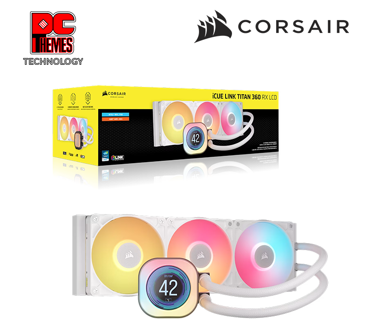 CORSAIR iCUE LINK TITAN 360 RX LCD Liquid CPU Cooler - White