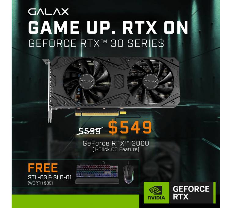 GALAX GeForce RTX™ 3060 (1-Click OC Feature) Graphics Card