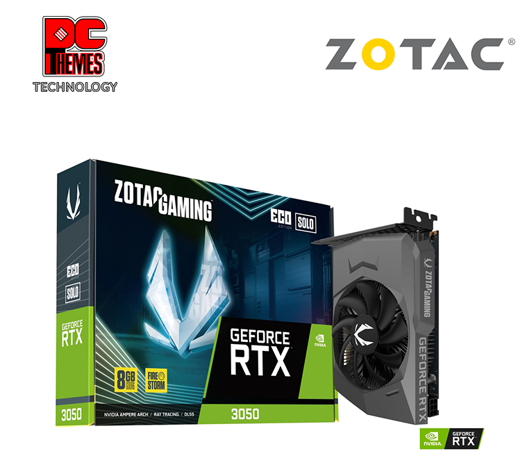 ZOTAC GAMING RTX 3050 ECO SOLO 8GB Graphics Card - L150.8mm x W115.1mm x H39.2mm (Dual Slot)