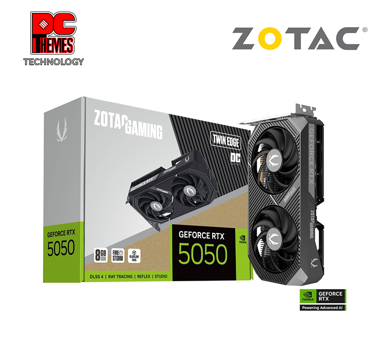 ZOTAC GAMING RTX 5050 TWIN EDGE OC 8GB Graphics Card - L220.5mm x W120.25mm x H41.6mm (SFF-Ready)