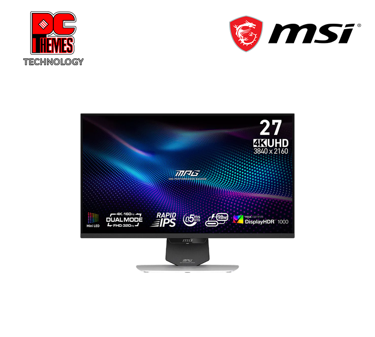 MSI MPG 274URDFW E16M Dual Mode: 3840x2160 (UHD) / 1920x1080 (FHD) Flat 160Hz (UHD) / 320Hz (FHD) Monitor