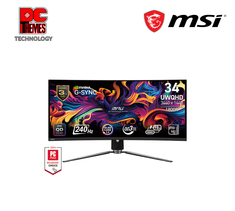 MSI MPG 341CQR QD-OLED X36 3440x1440 (UWQHD)Curved 1800R360Hz Monitor