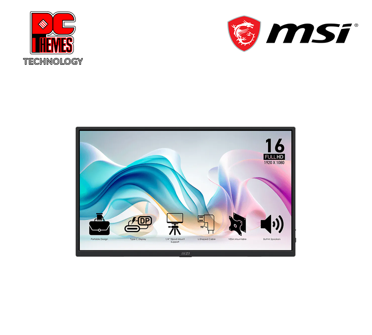 MSI PRO MP165 E6 15.6" (16:9) IPS 1920x1080 (FHD) Flat 60Hz Monitor