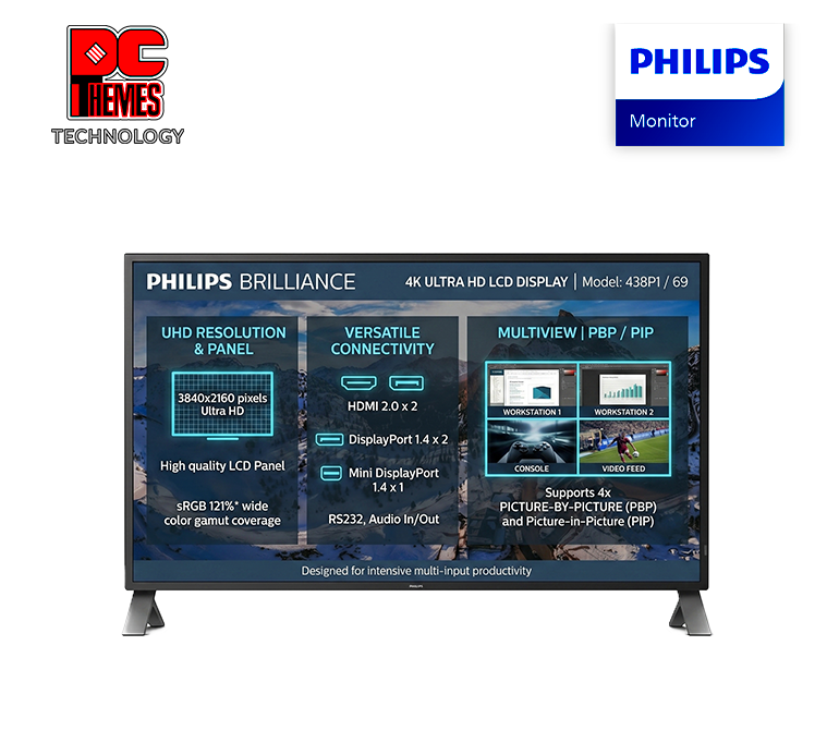 PHILIPS 438P1 43" IPS, UHD, 60Hz, Flatscreen Monitor