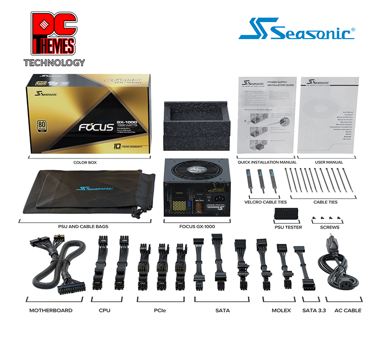 SEASONIC Focus GX-1000W Full Mod 80+ Gold Power Supply