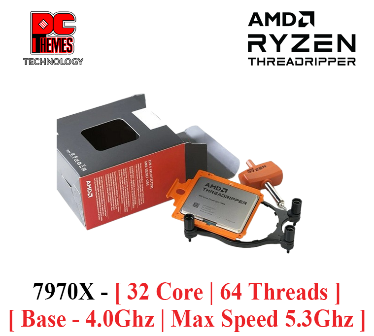 AMD THREADDRIPPER 7970X [ TDP 350W | 32 Core | 64 Threads | Base - 4.0Ghz | Max Speed 5.3Ghz ] TRX50 Processor