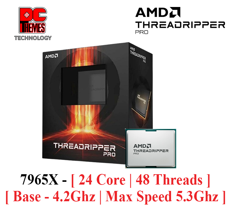 AMD THREADDRIPPER PRO 7965X [ TDP 350W | 24 Core | 48 Threads | Base - 4.2Ghz | Max Speed 5.3Ghz ] TRX50 Processor