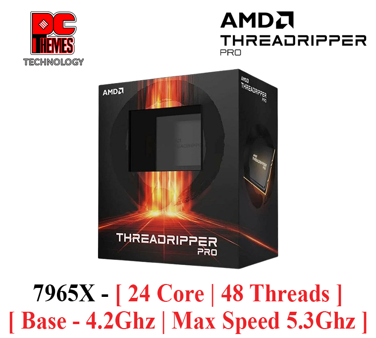 AMD THREADDRIPPER PRO 7965X [ TDP 350W | 24 Core | 48 Threads | Base - 4.2Ghz | Max Speed 5.3Ghz ] TRX50 Processor