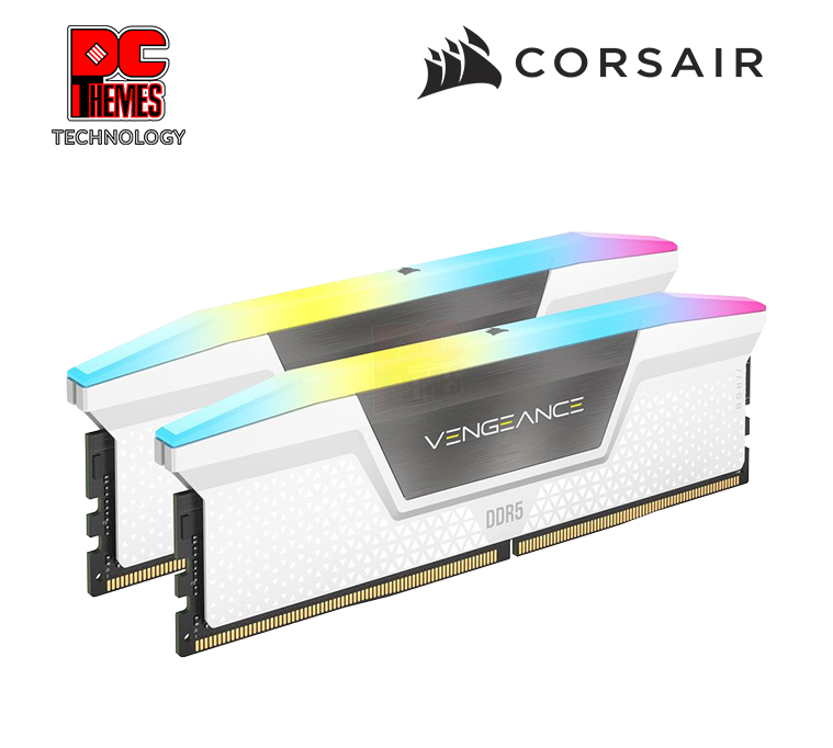 CORSAIR Vengeance RGB 6000MHz 32GB Kit C40 D5 Desktop Memory (White)