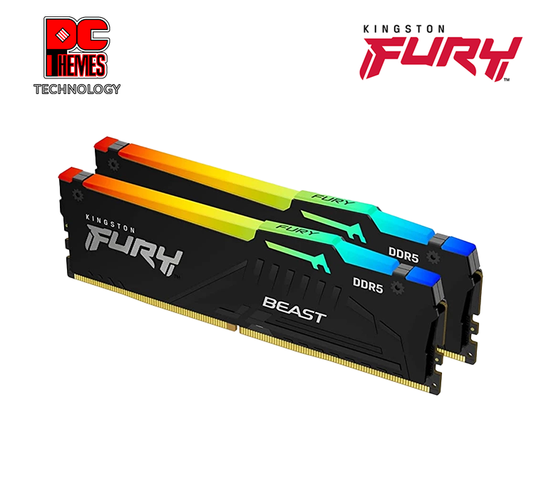 Kingston FURY Beast RGB 32GB (2x16GB) DDR5 6000MHz CL40 Memory RAM - KF560C40BBAK2-32
