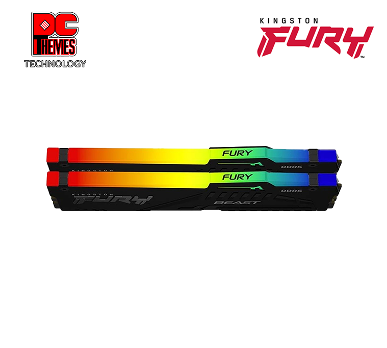 Kingston FURY Beast RGB 32GB (2x16GB) DDR5 6000MHz CL40 Memory RAM - KF560C40BBAK2-32