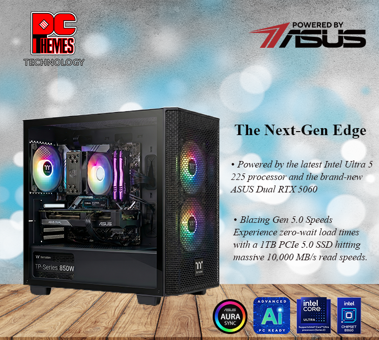 AZURE THEMES 1 - PBA High-Speed Dominator: RTX 5060 & Intel Core Ultra 5 Custom Gaming Build