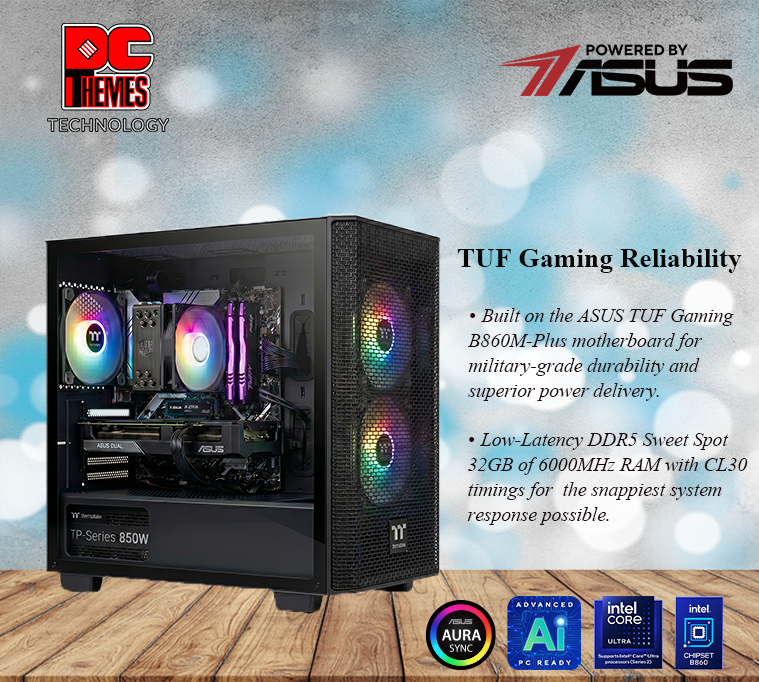 AZURE THEMES 2 - PBA Ultimate Reliability Edition: ASUS TUF Gaming Build - Intel Ultra 5 + RTX 5060 OC
